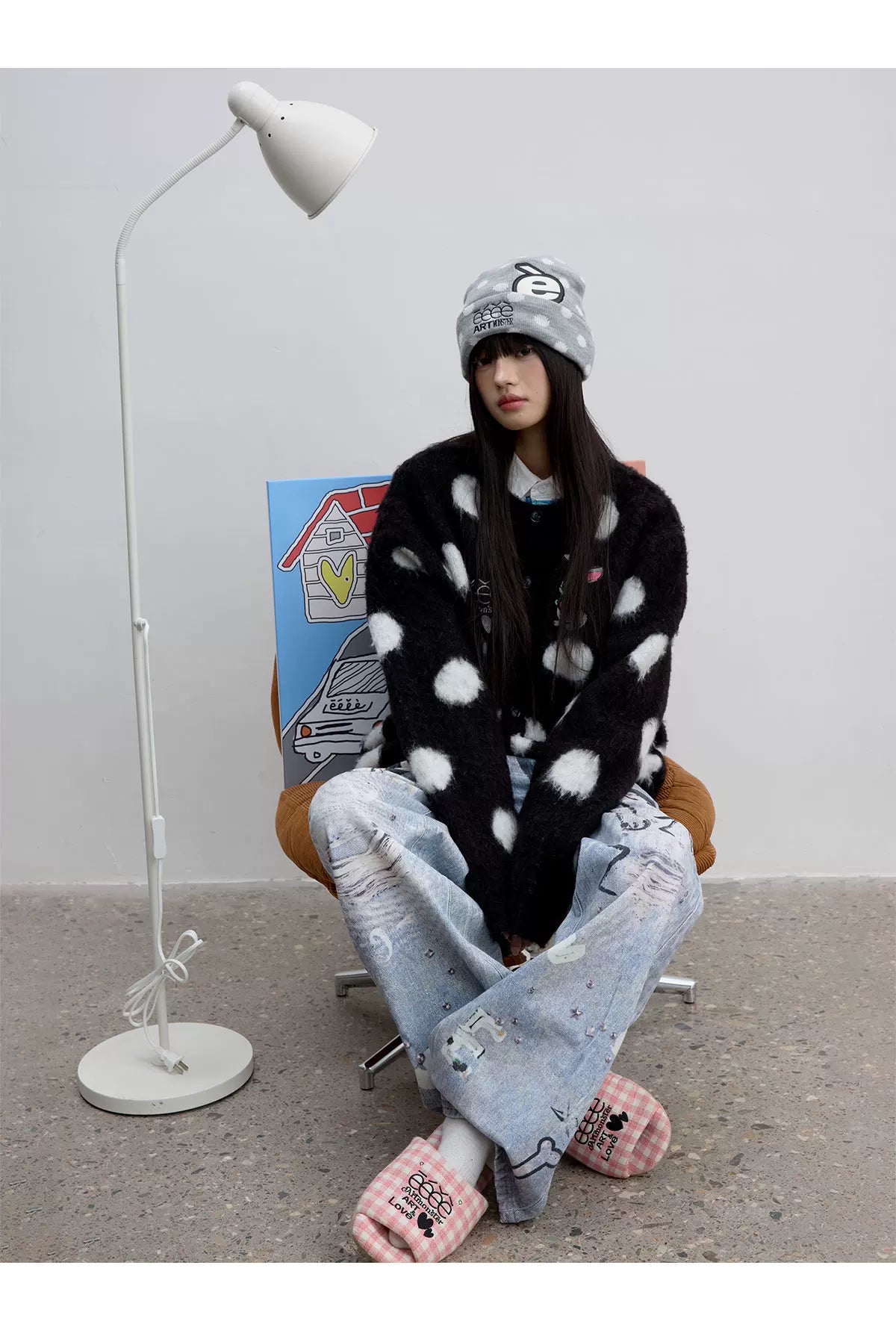 Polka Dot Knit Beanie
