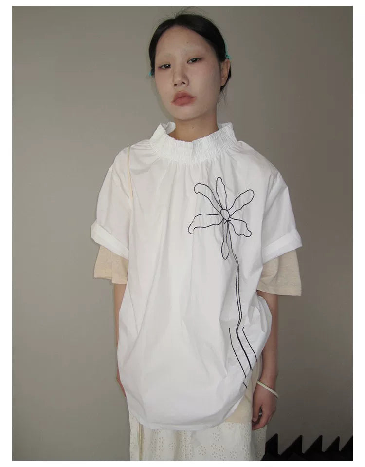Embroidered Floral Short-Sleeve Tee