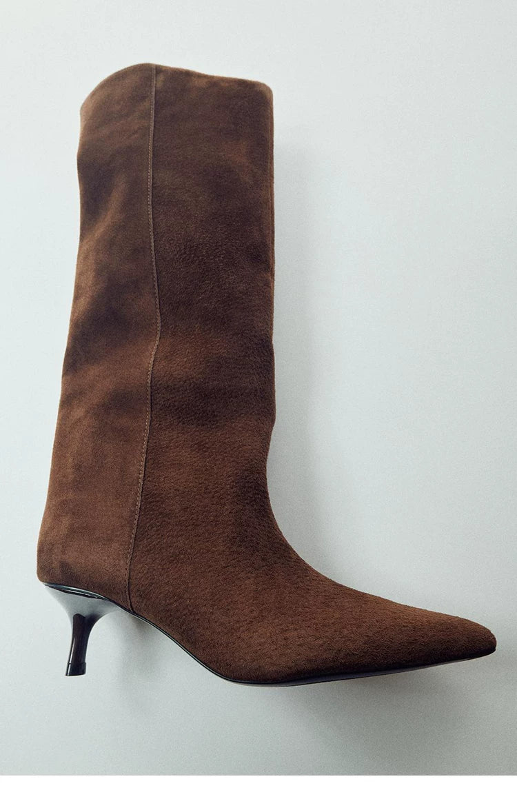 Women's Pointed Toe Stiletto Wide-Calf Knee-High Boots