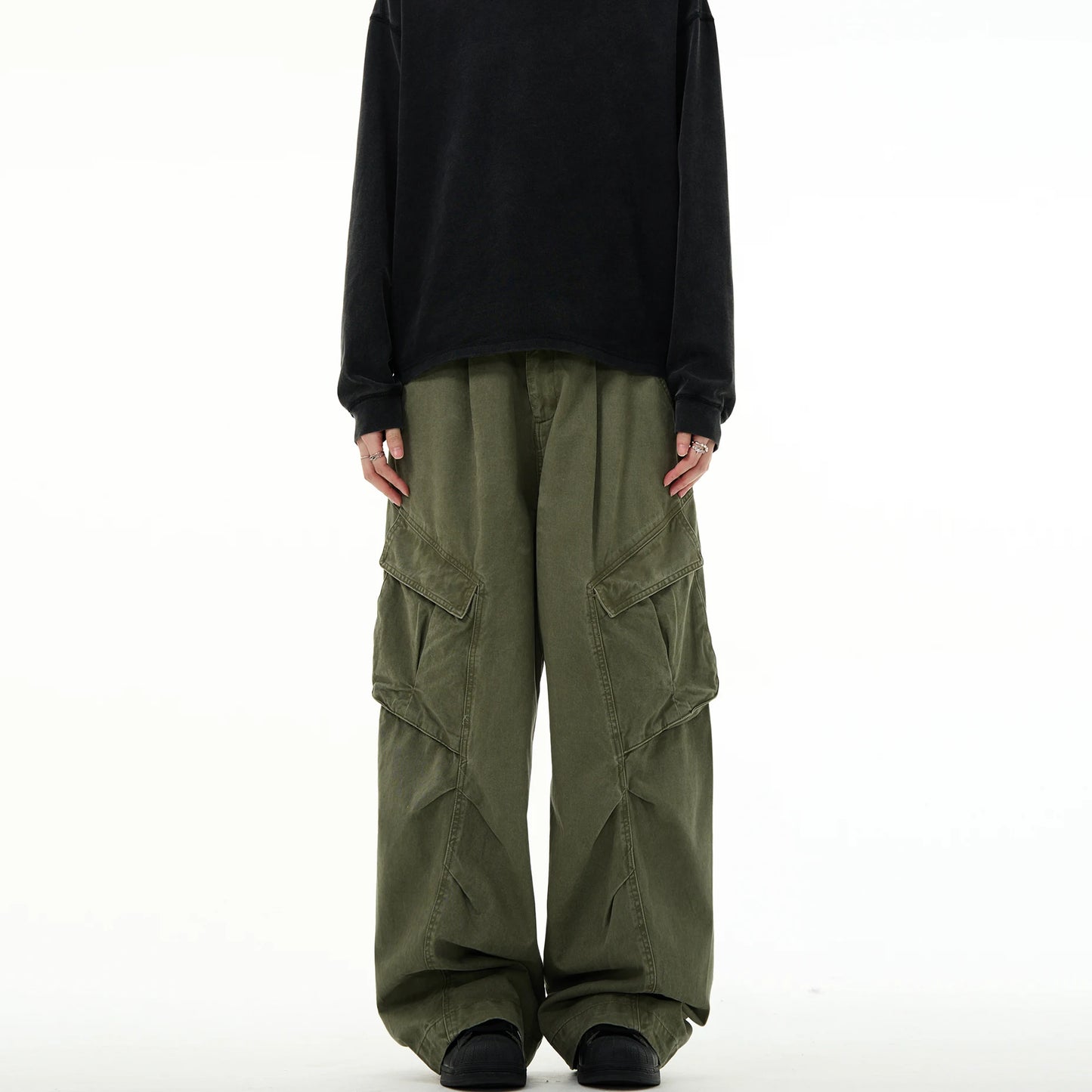 Deconstructed Cargo Wide-Leg Pants