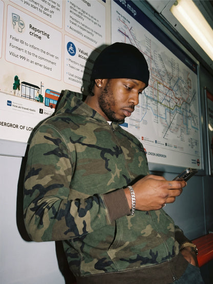 Men's Camo Waffle Zip Hoodie — Model view