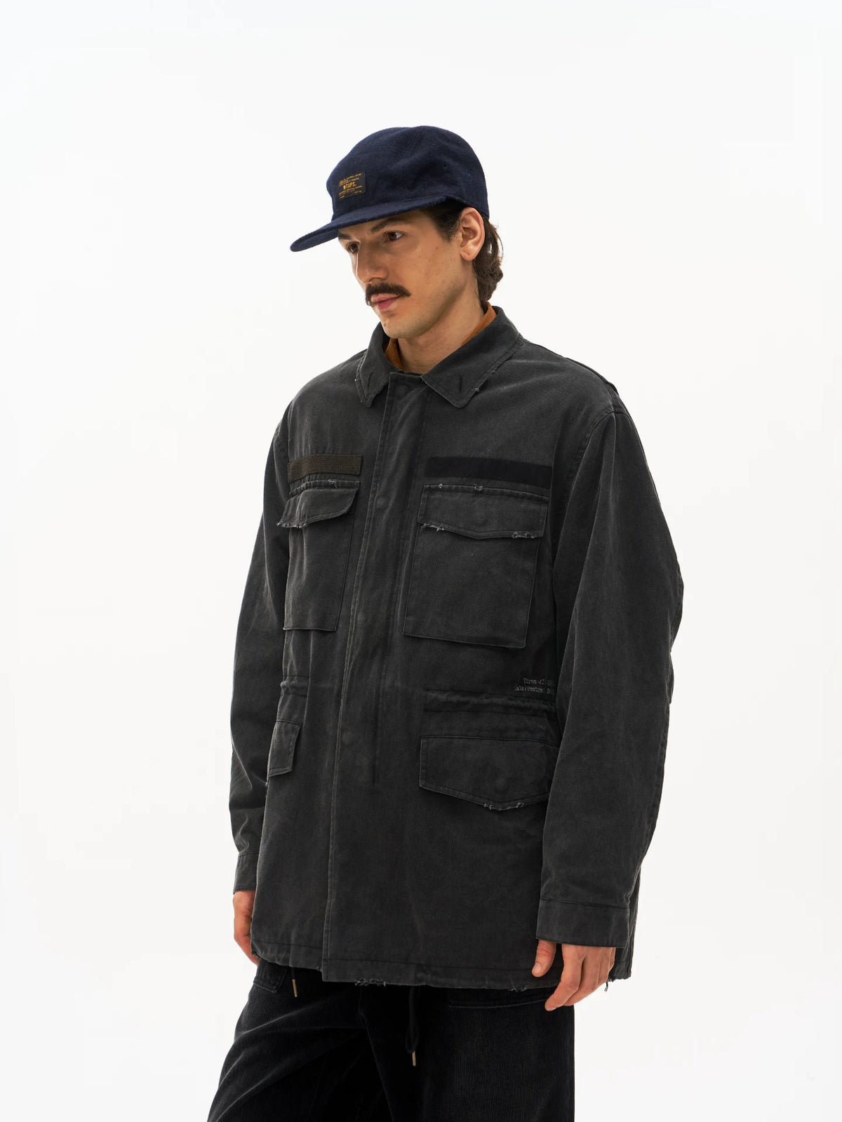 Washed Four Pocket Field Jacket in black