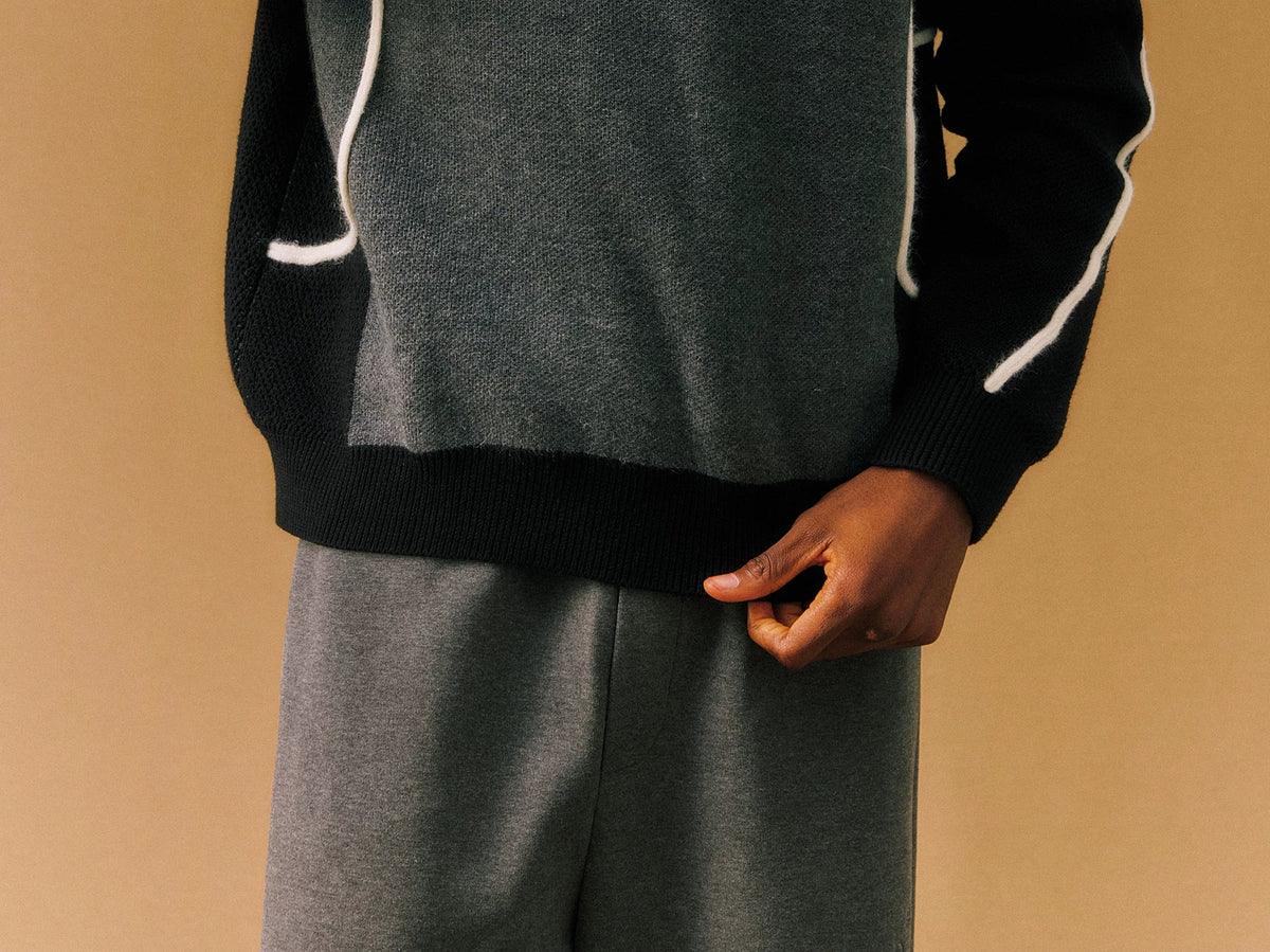 FPA Contrast Texture Arc Crew Sweater