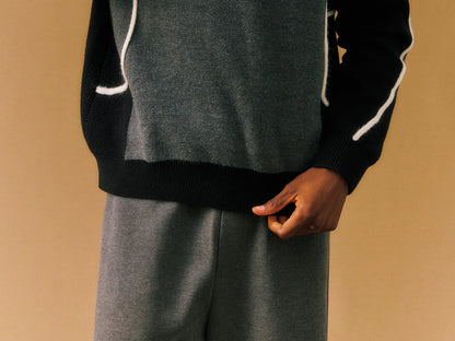 FPA Contrast Texture Arc Crew Sweater