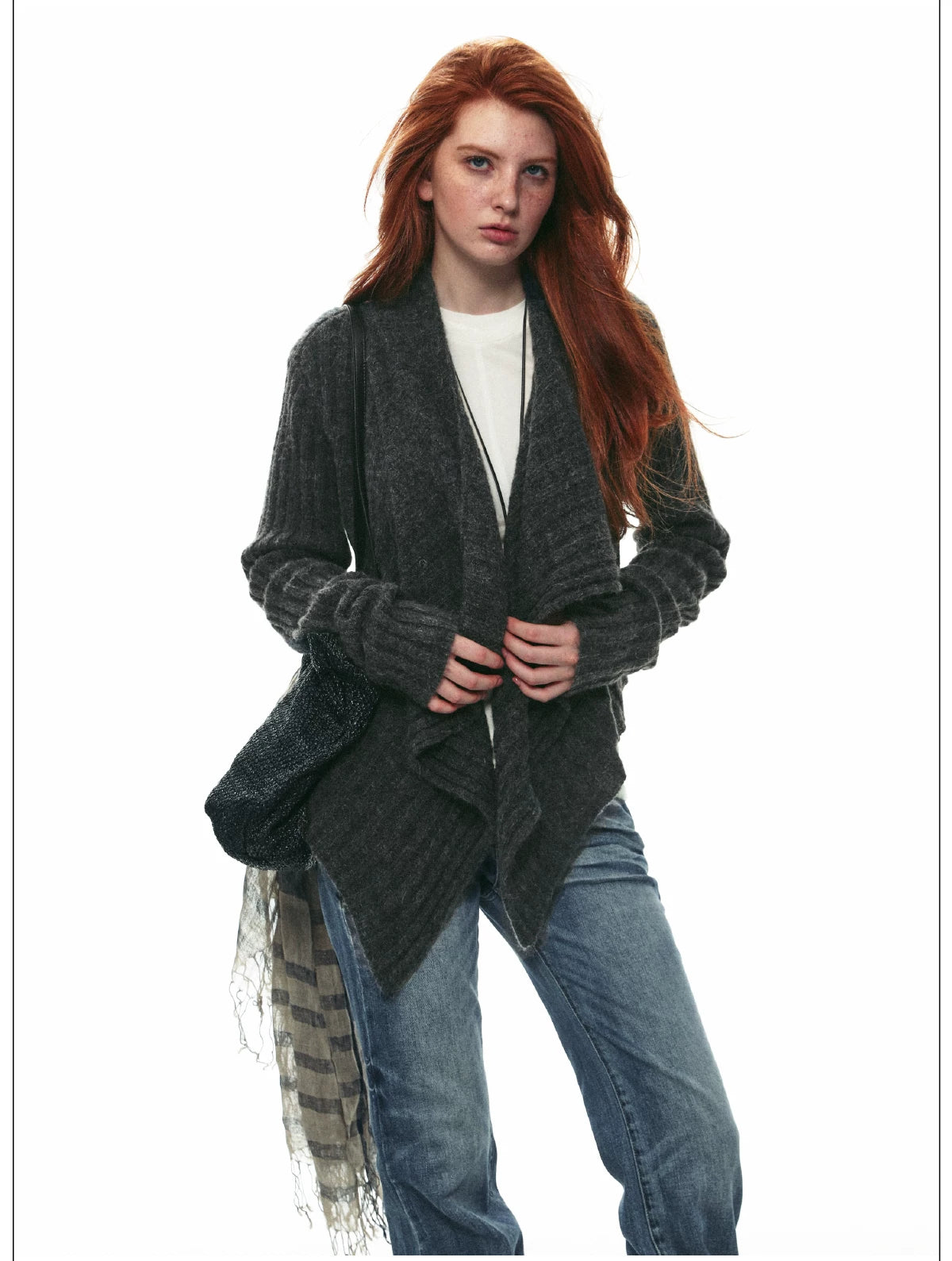 Wool-Alpaca Cable-Knit Cardigan