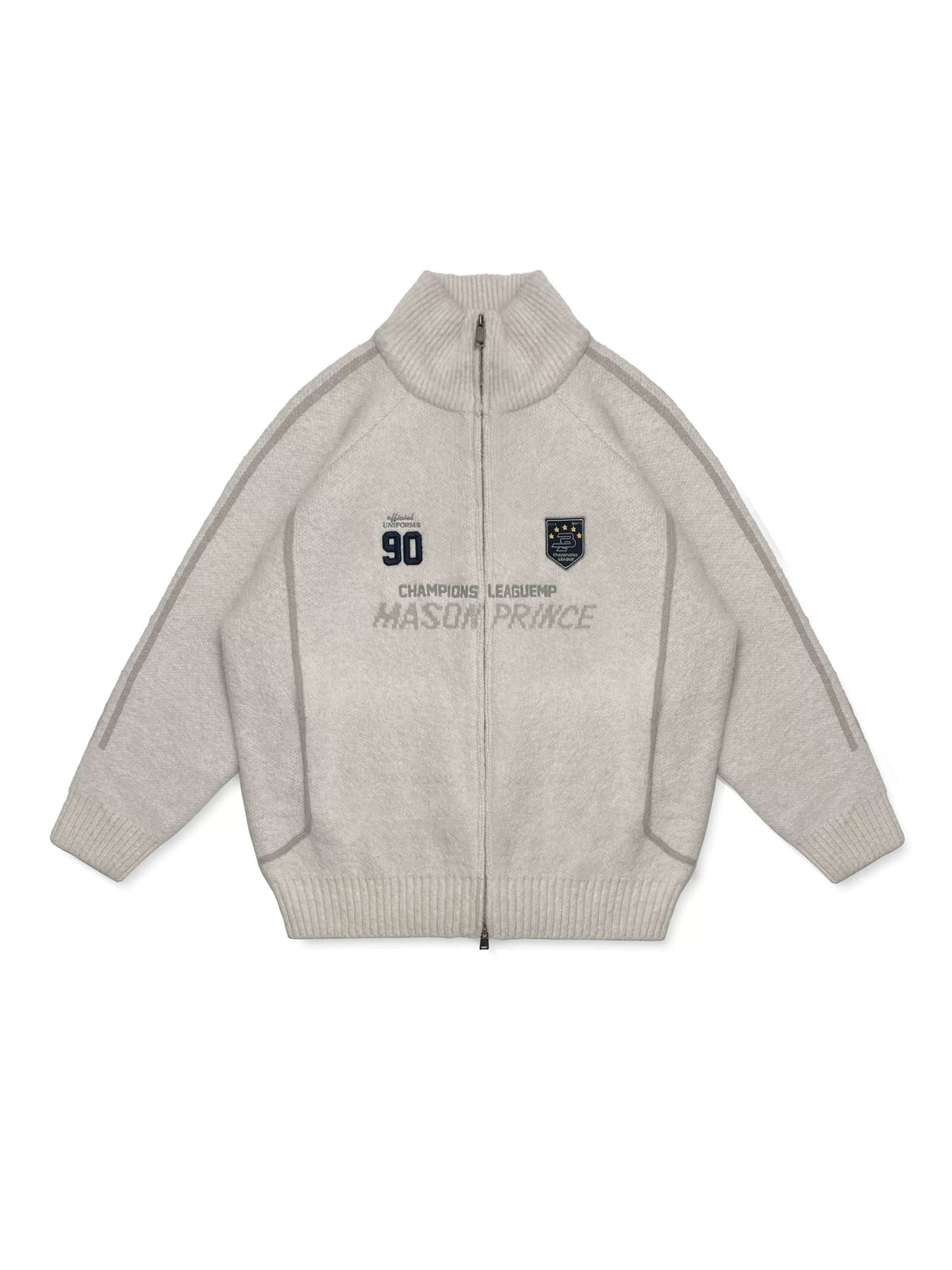 MASONPRINCE Contrast Piping Wool-Blend Zip Cardigan