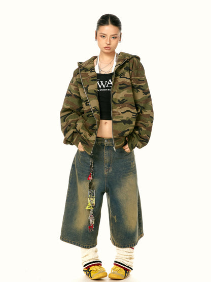 Camouflage Hooded Zip Jacket