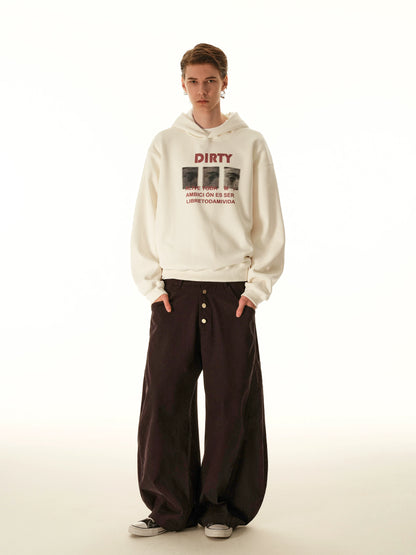 Cream graphic hoodie, full-length view