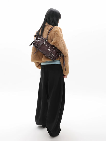 Burgundy Studded Zip Underarm Bag product photo