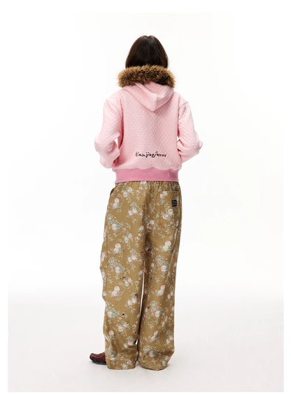 Tiger Embroidered Quilted Hooded Jacket
