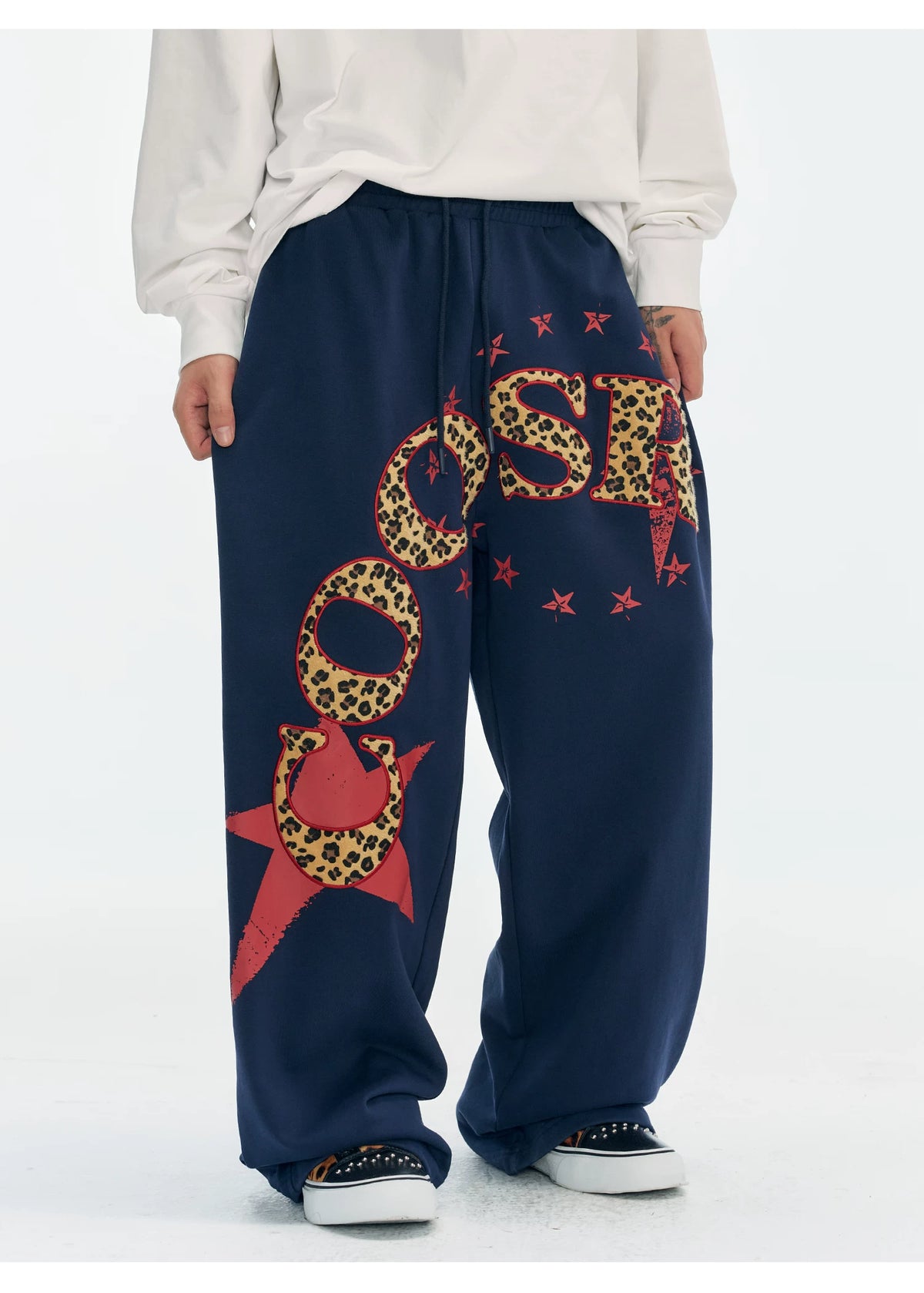 Graphic Star Embroidered Sweatpants