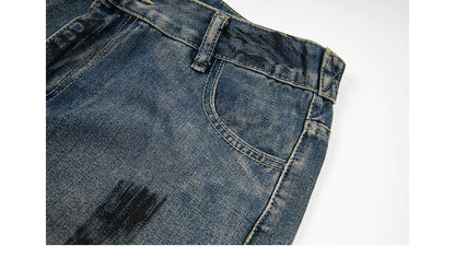 Distressed Wide-Leg Jeans