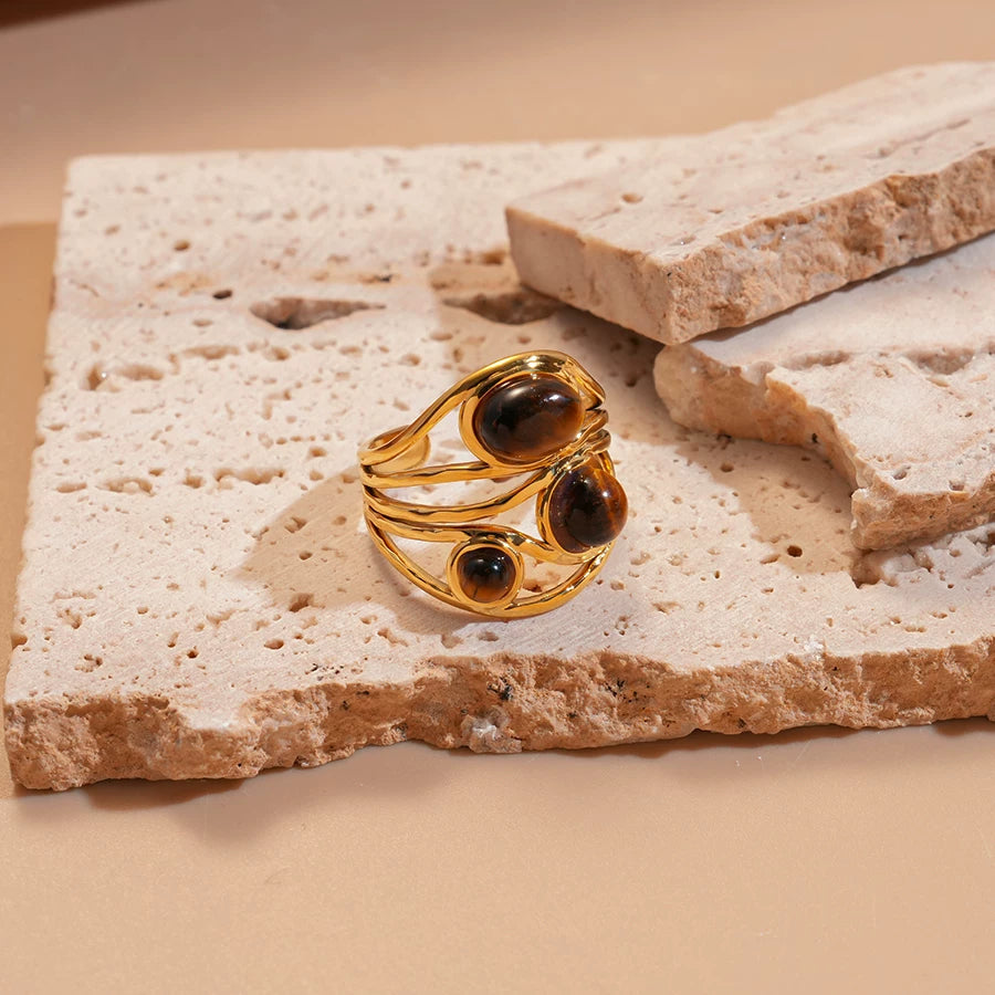 Vintage Tiger Eye Bracelet & Ring Set