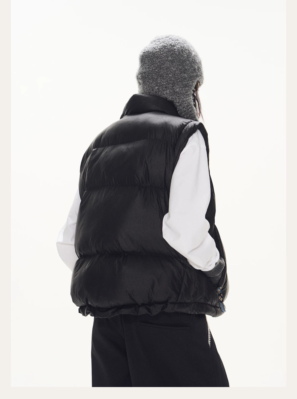 Quilted Stand Collar Puffer Vest black product view