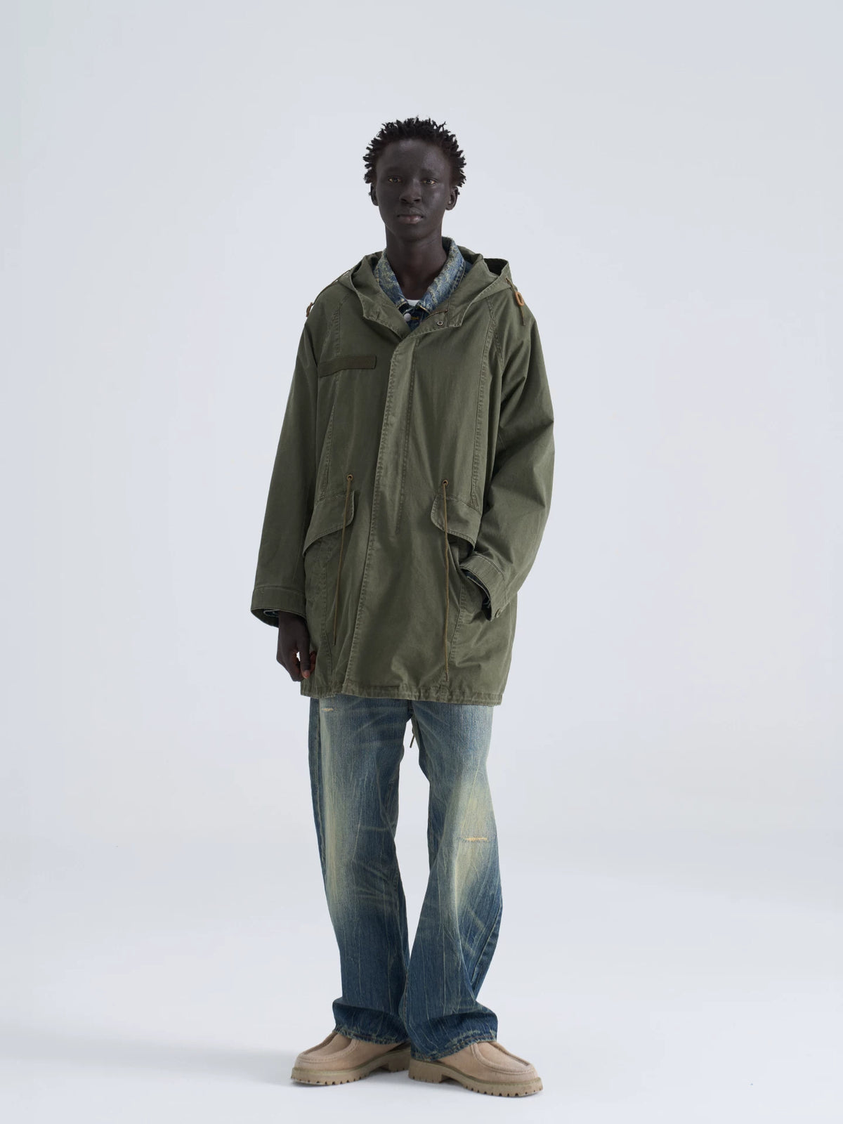 Hooded Fishtail Military Parka in olive product photo