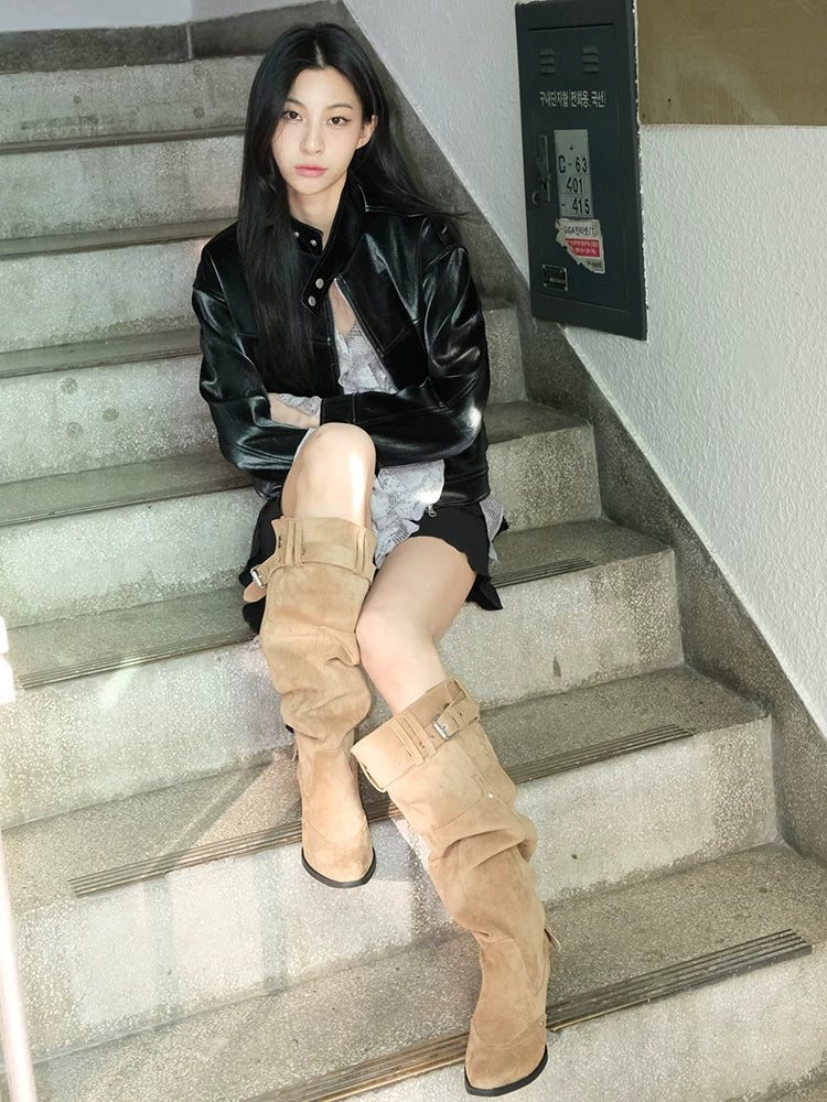 Women's Pointed-Toe Slouch Knee-High Boots