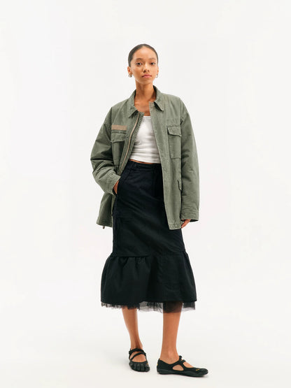 Washed Four Pocket Field Jacket in black