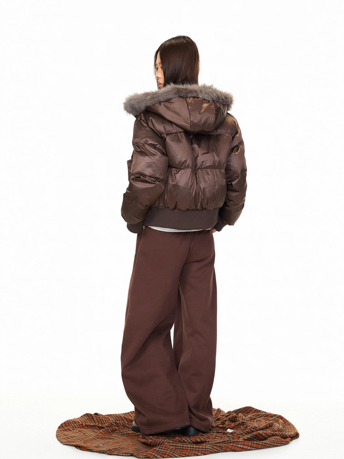 Faux Fur Collar Puffer Jacket product view