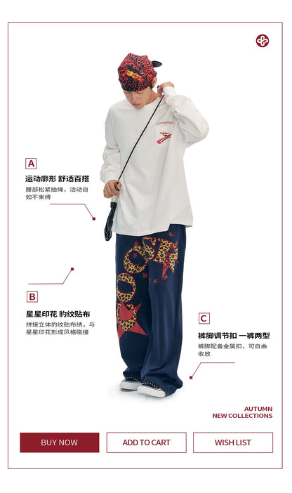 Graphic Star Embroidered Sweatpants