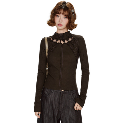 Retro Cut-Out Long Sleeve Top - view 3
