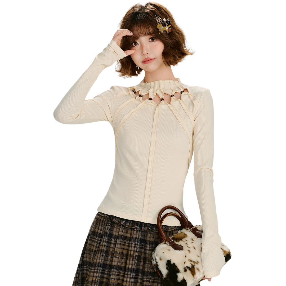 Retro-Y2K-Langarmshirt mit Cut-Outs