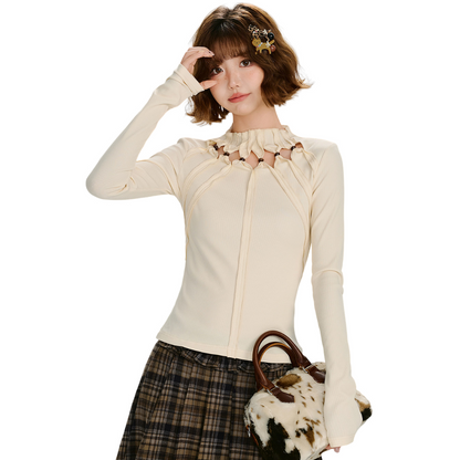 Retro-Y2K-Langarmshirt mit Cut-Outs