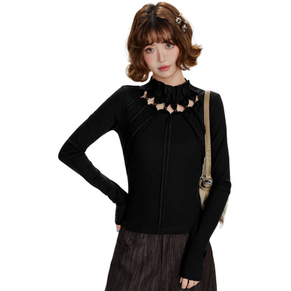 Retro Cut-Out Long Sleeve Top - view 5