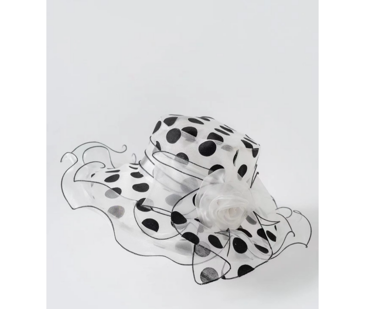 Polka Dot Ruffle Mesh Sun Hat