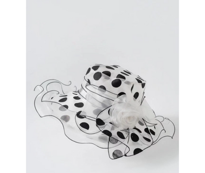 Polka Dot Ruffle Mesh Sun Hat