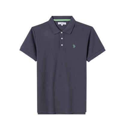 Contrast Collar Tape Cotton Blend Pique Polo Shirt