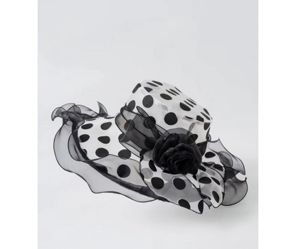 Polka Dot Ruffle Mesh Sun Hat