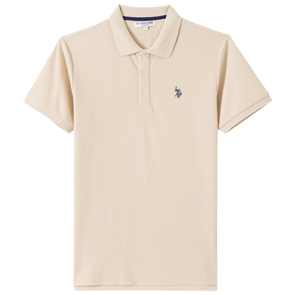 Contrast Collar Tape Cotton Blend Pique Polo Shirt