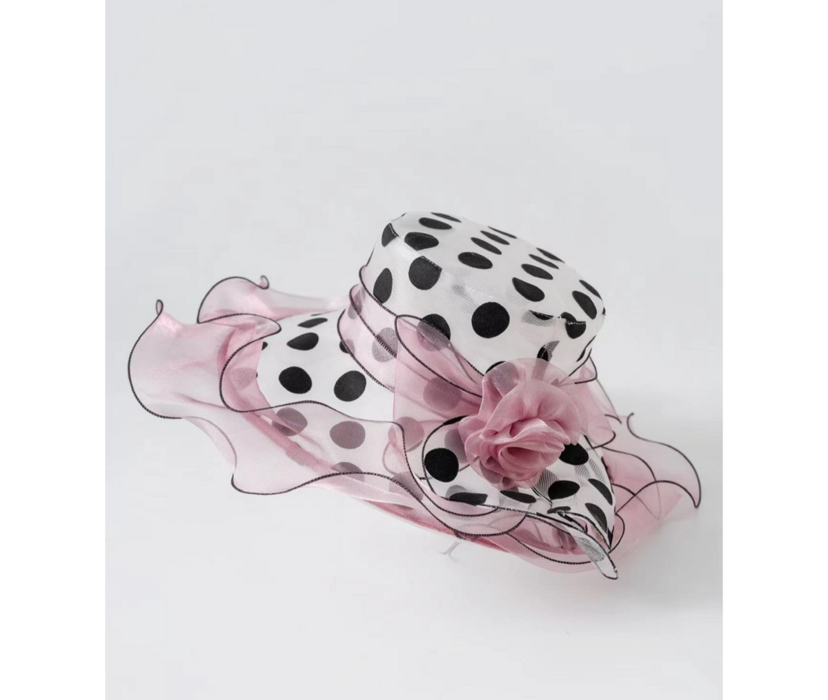 Polka Dot Ruffle Mesh Sun Hat