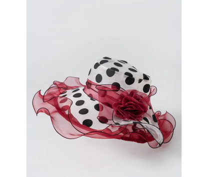 Polka Dot Ruffle Mesh Sun Hat