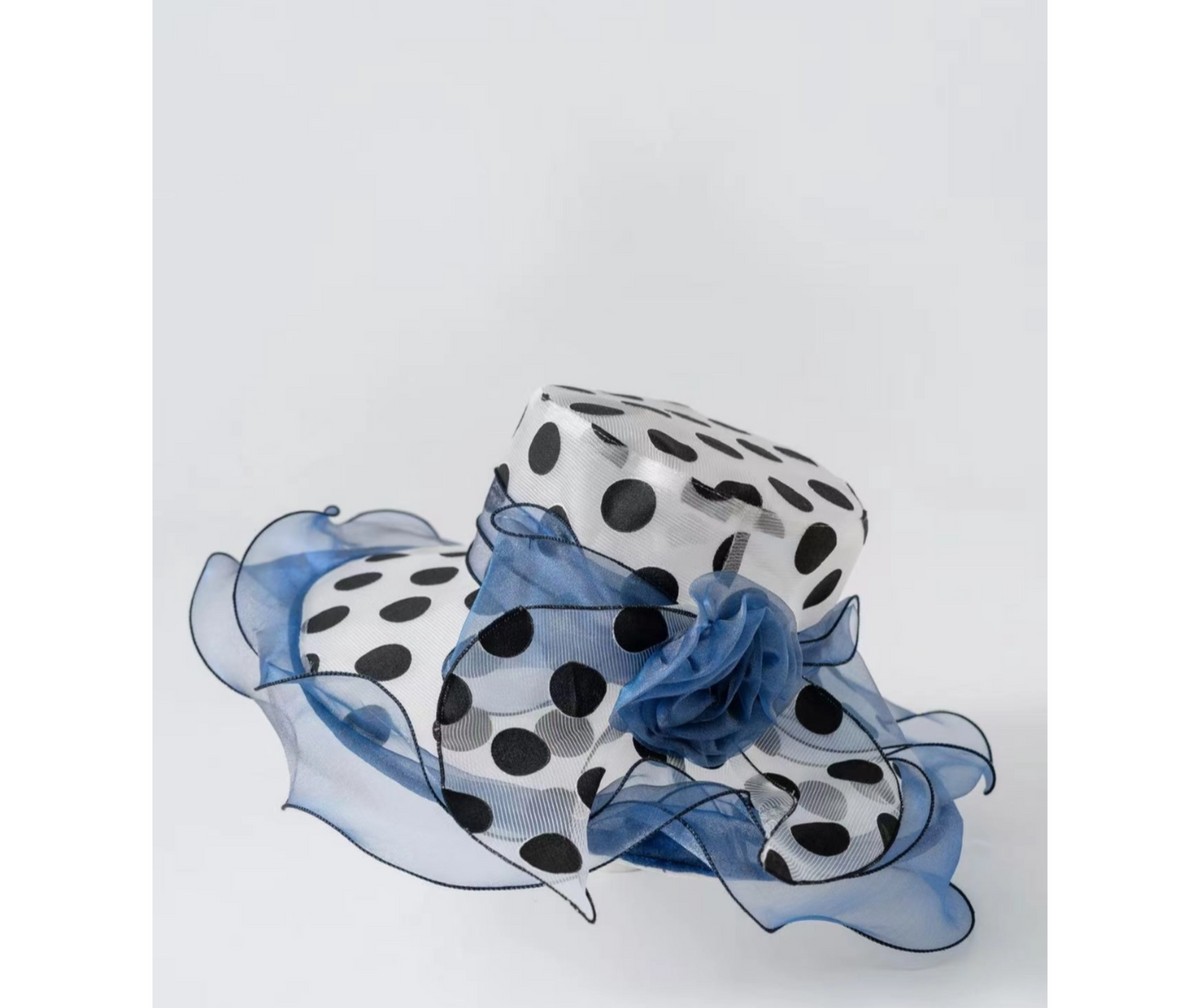 Polka Dot Ruffle Mesh Sun Hat