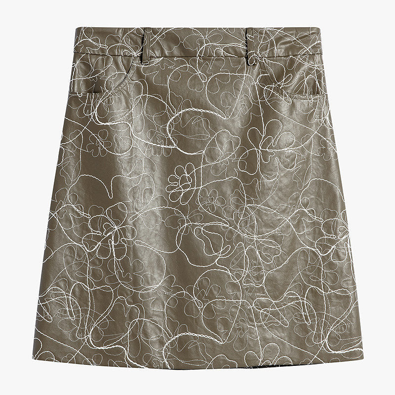 Embroidered Faux Leather Vest - view 2