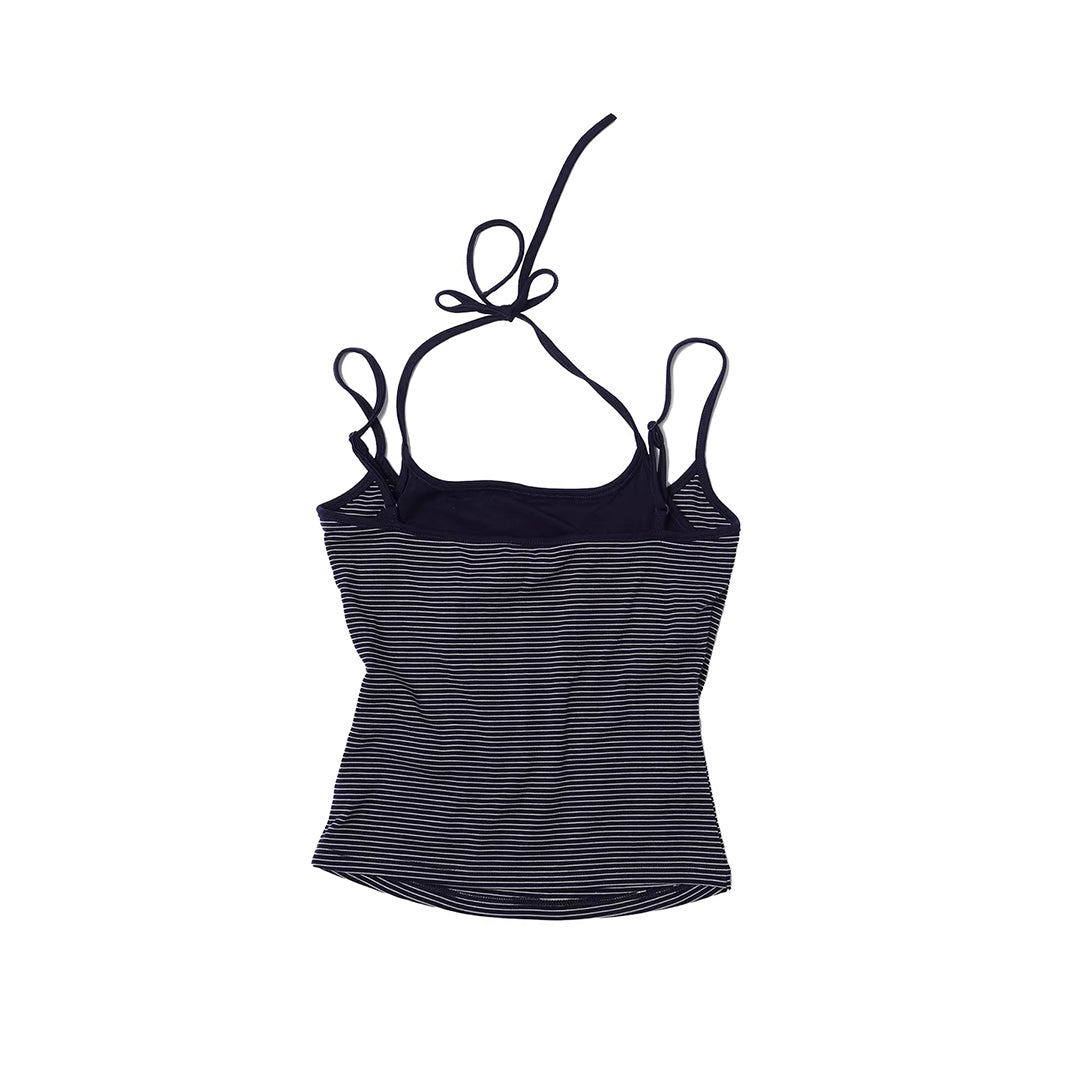 Tie-Front Stripe Cami and Wide-Leg Pants Lounge Set - view 1