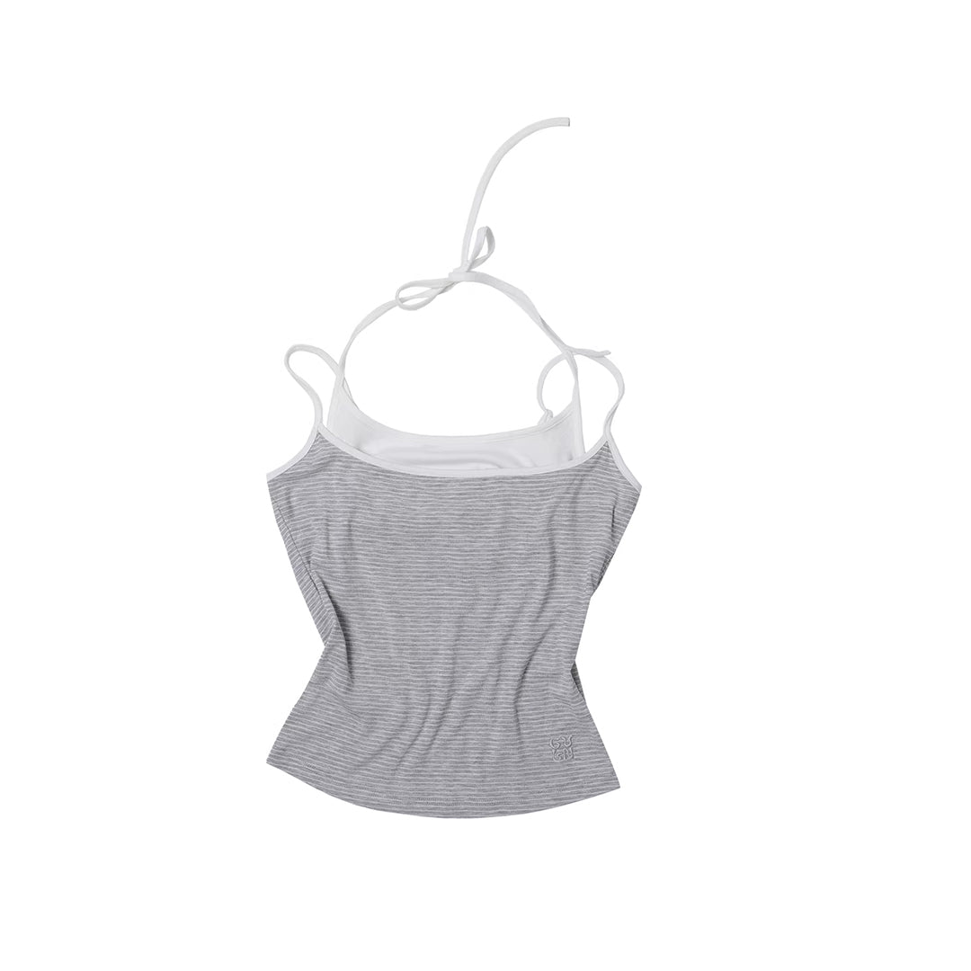 Tie-Front Stripe Cami and Wide-Leg Pants Lounge Set - view 2