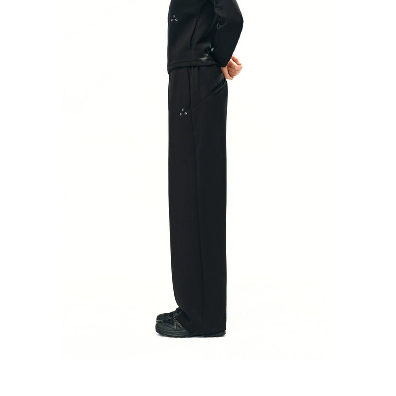 Women's  double layer air knit pants - wide leg relaxed fit with black zip jacket light cap athleisure