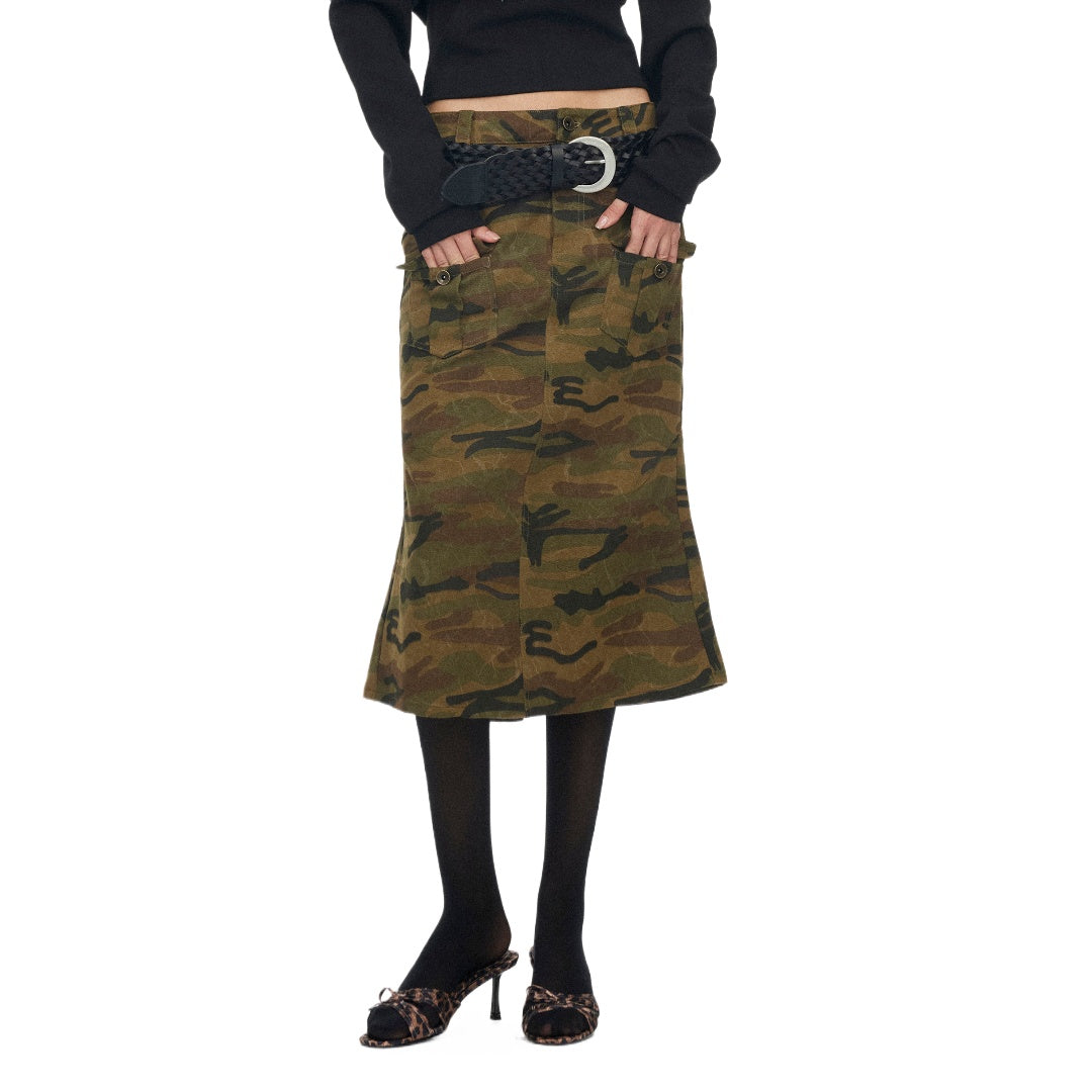 Vintage Camo Midi Skirt