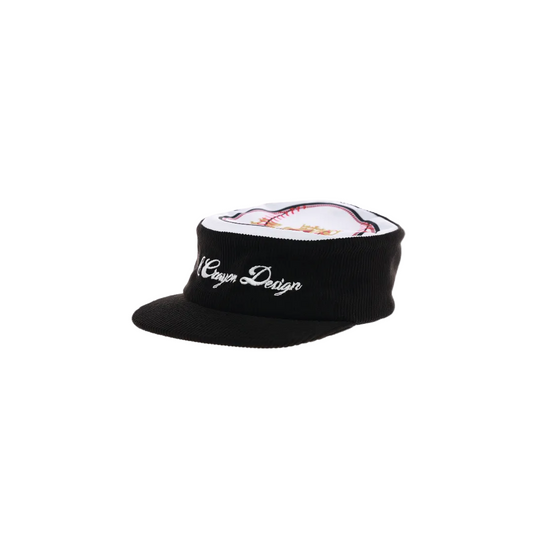 Black Corduroy Flat Top Baseball Cap