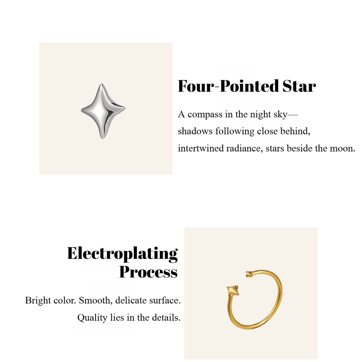 Asymmetric Double Star Earrings & Ring