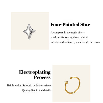 Asymmetric Double Star Earrings & Ring