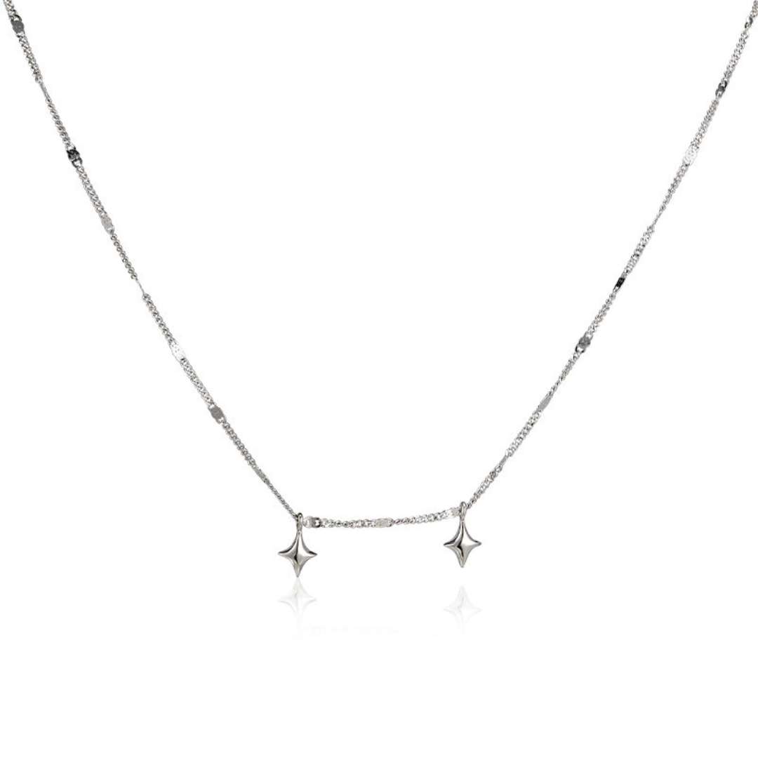 Sparkling Twin Star Crystal Collarbone Necklace