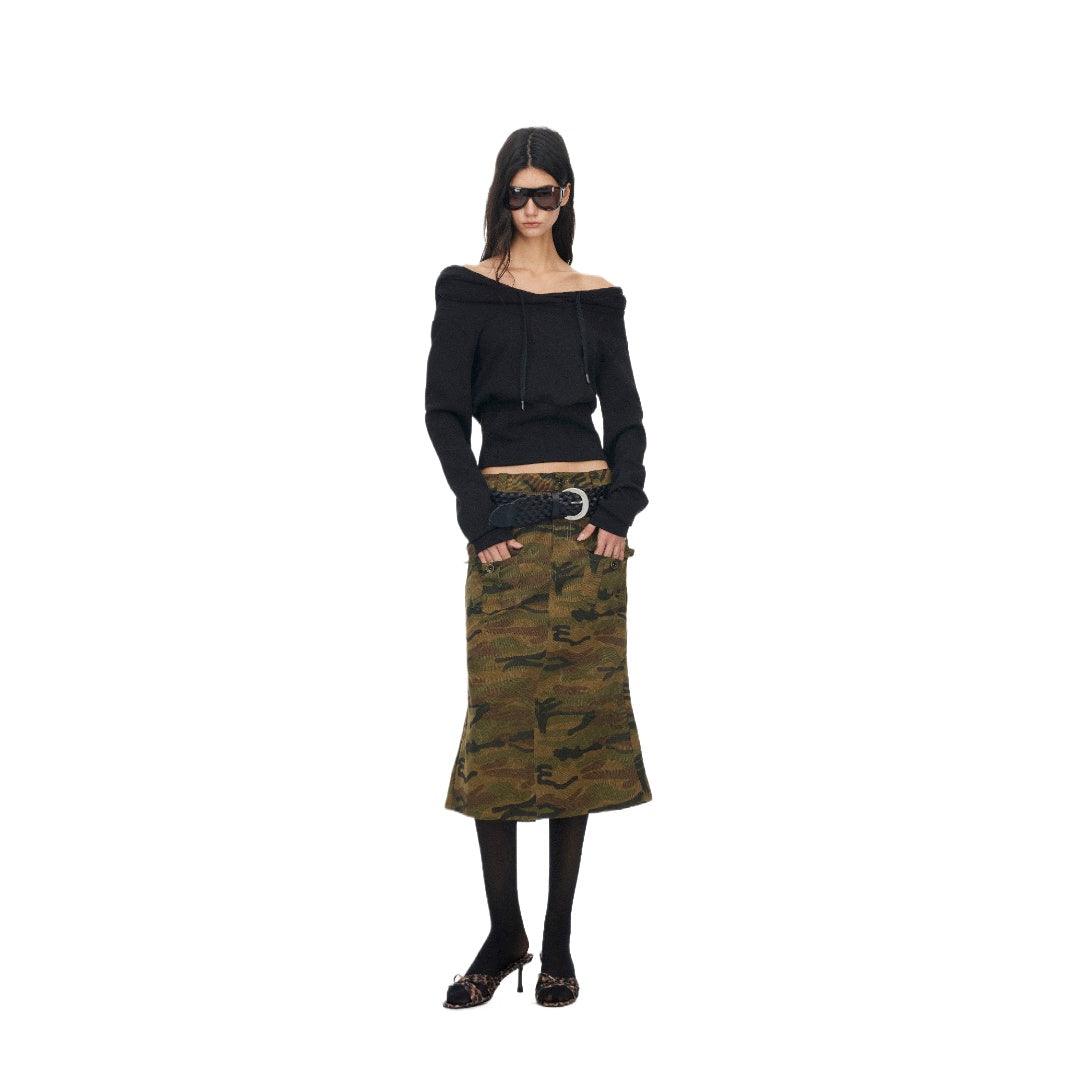 Vintage Camo Midi Skirt
