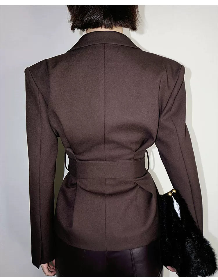 Belted Structured Slim Jacket