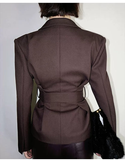 Belted Structured Slim Jacket
