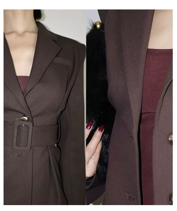 Belted Structured Slim Jacket