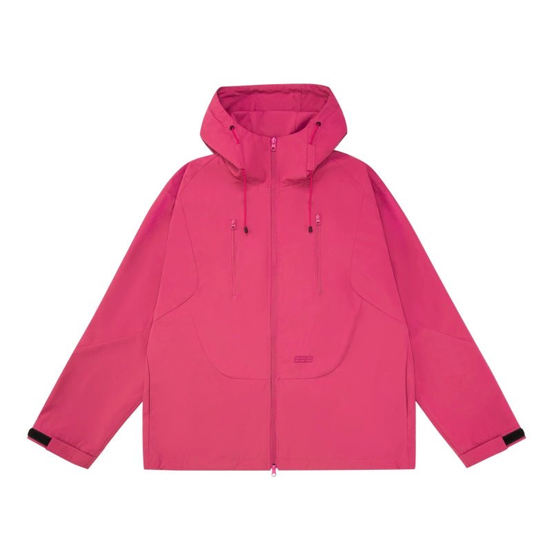 Women's bright pink jacket - waterproof lightweight hooded raincoat for travel everyday