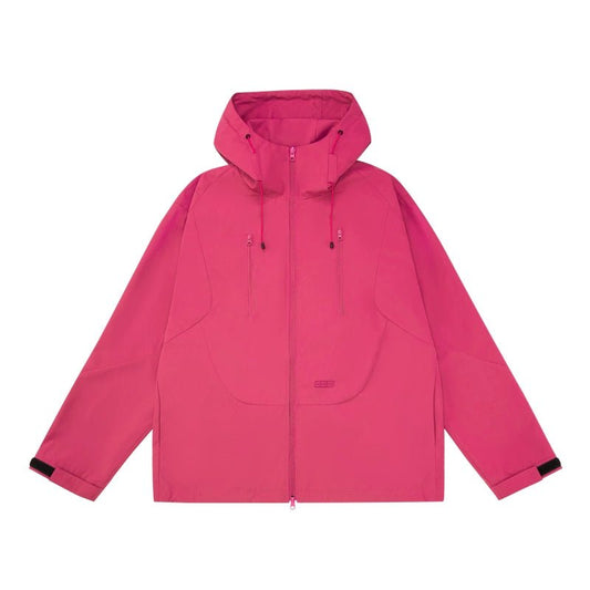 Women's bright pink jacket - waterproof lightweight hooded raincoat for travel everyday